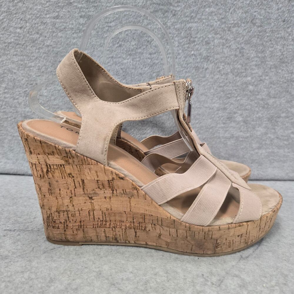 Torrid Front Zip Cork Wedge Sandals Size 9.5WW